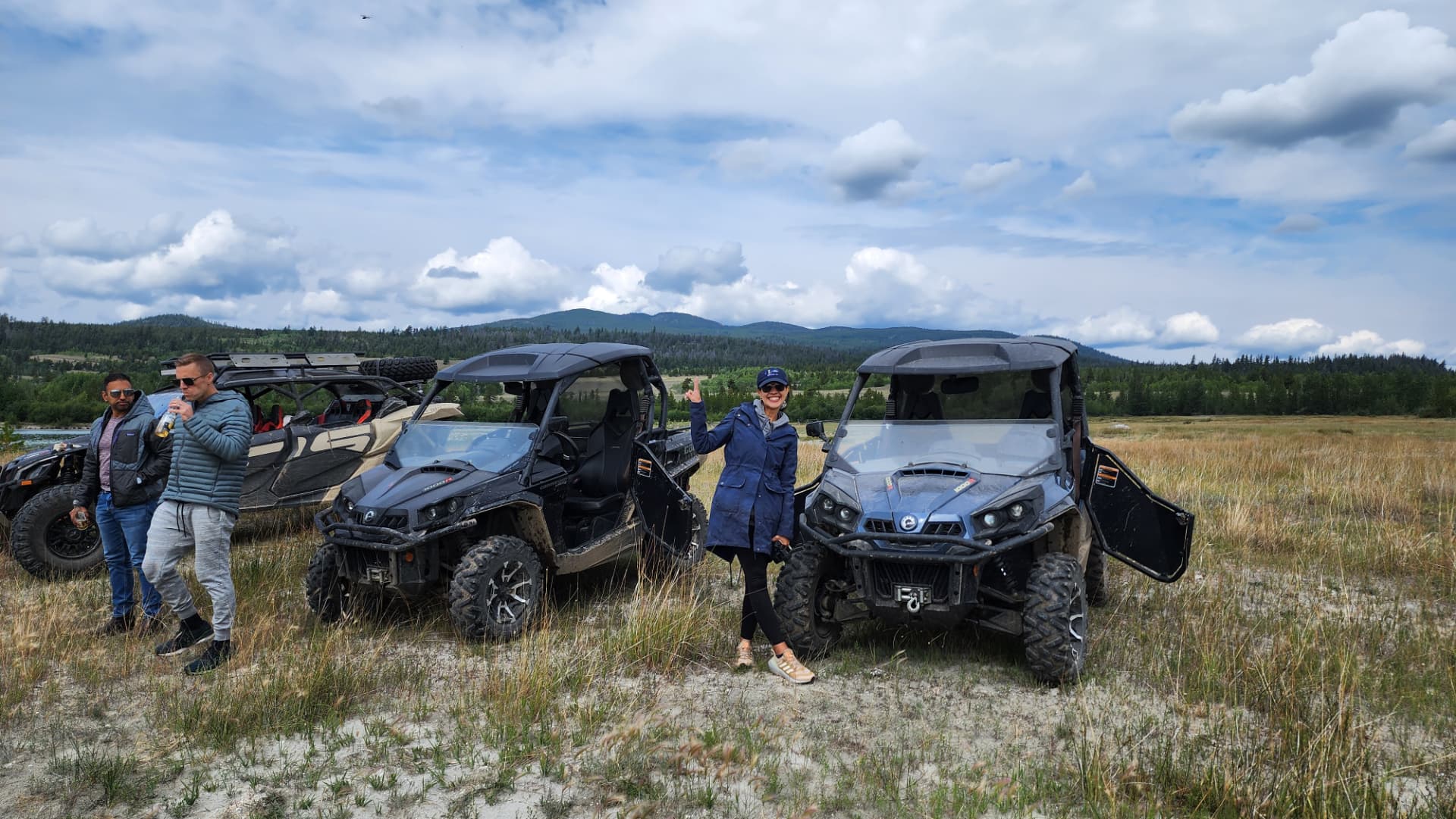 Guests on a backcountry side-by-side excursion in the Chilcotin